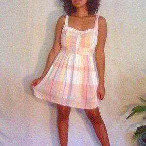 Pastel Plaid Cotton Sleeveless Sweetheart Neckline